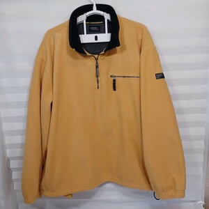 zal-93♪古着　IZODアイゾッド フリースジャケット ハーフジップメンズ USA製 イエローUS-2XL(日本3XL)　