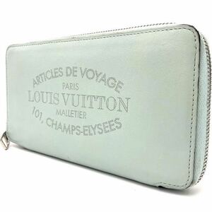 美品 LOUIS VUITTON ルイヴィトン 長財布 ジッピーウォレット ラウンドジップ パルナセア ポルトフォイユ イエナ パンチングロゴ 水色