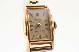 DELBANA K18 アンティーク スクエア 手巻き メンズ 腕時計