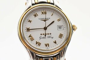 ロンジン ゴールデンウィング デイト ラウンド クォーツ メンズ 腕時計 LONGINES