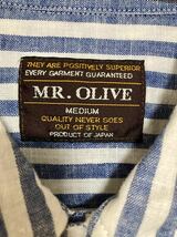 【MR.OLIVE】日本製 ストライプシャツ Mサイズ 麻混 ミスターオリーブ made in japan ビジネス オフィスカジュアル_画像3