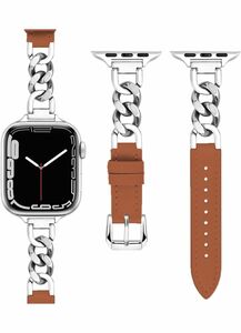 アップルウォッチ チェーンベルト革 頑丈 オシャレ Apple Watch 数量限定38/40/41/42/44/45/49mm