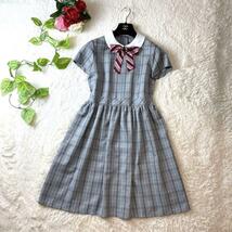 清楚★Chopin　ショパン　フォーマルセット　ボレロ　ワンピース　2点セット　リボン　黒　グレー　チェック　160　Ａライン　卒服　入学式_画像8