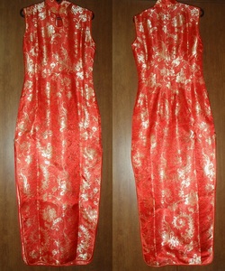 コスプレ衣装 チャイナドレス ロング 袖なし 赤 90サイズ