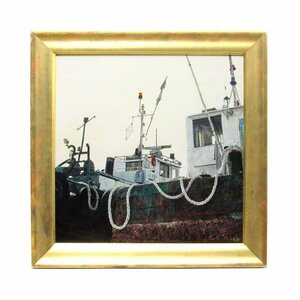 【GINZA絵画館】三原它休身　油絵１０号・漁船・リアリズム人気作家・１点もの　S08T4T3P2L1J4I
