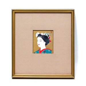 【GINZA絵画館】高木義夫　日本画「春酣（はるたけなわ）」舞妓・美人画・共シール・１点もの　R93E0R9F3B7V2C