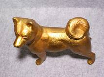 金属工芸◆犬　置物　金色◆イヌ　gold color dog 20cm 非鉄金属製_画像6