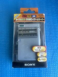 SONY 　TV FM/FMダイヤル選局　3バンド ラジオ　巻き取りイヤーレシーバー　ICF-R55V 薄型12.4mm　ノイズカット機能　モノラル