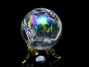 誠安◆天然石高級品虹入りヒマラヤ水晶丸玉 25mm [T317-4249]