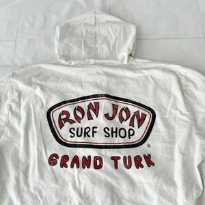 90s RON JON SURF SHOP コットン フルジップ パーカー L メキシコ製 袖ロゴ サーフ （ ビンテージ 90年代 オールド スケート ロンジョン