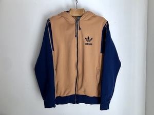 アディダスVENTEXフランス製 パーカージャージ 狐色 ヴィンテージ 70s made in FRANCE デカロゴ 白タグ adidas フード ブラウン レア