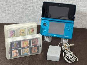任天堂 Nintendo 3DS ブルー系　中古ジャンク　ソフト多数付き