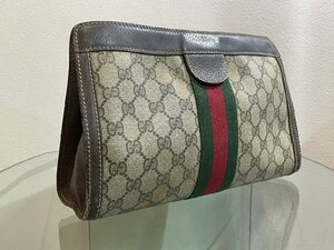 ★大人気！【オールドグッチ GUCCI シェリーライン クラッチバッグ 41・014・2125・28 イタリア製 赤×緑 GG柄 ヴィンテージ】NA00643