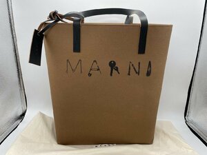 ∞美品【MARNI マルニ SHMQ0025A2 P4395 トートバッグ メンズ レディース ベージュ セルロース 紙 大容量 ユニセックス】HM552