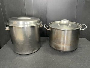 §【２個セット 業務用 蓋付き 寸胴 両手鍋 28cm 30cm ステンレス 厨房用品 調理器具 店舗用品 飲食店】P02055