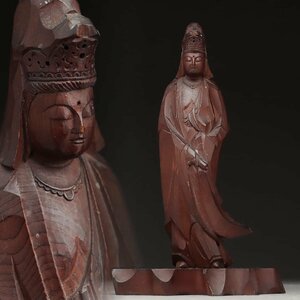 JJ219 時代物 一位 木彫観音菩薩立像 高19.3cm 重125g・木彫白衣観音像・木雕觀音菩薩像 仏教美術