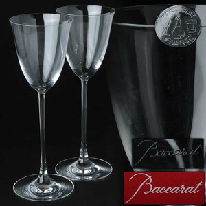 EQ785 【BACCARAT】バカラ フィオラ ペア ワイングラス 一対 高22cm 共箱附 クリスタルグラス