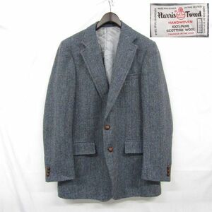 USA製 サイズ？ Harris Tweed ウール テーラード ジャケット ブレザー 2ボタン ブルー ハリスツイード 古着 ビンテージ 3F1107