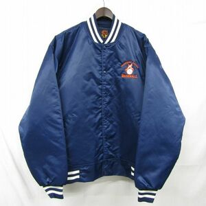 ビックサイズ 2XL GAME Sportswear スタジアム ジャンパー 中綿 ナイロン ジャケット スタジャン ネイビー 古着 ビンテージ 3F1821