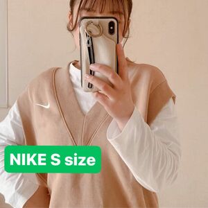 新品 S ナイキ NIKE スウェット フェニックス フリース ウィメンズ オーバーサイズ ベスト ベージュ