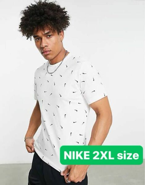 【2XL】NIKE ナイキ NSW クラブ S/S Tシャツ AOP プリンテッド 総柄 半袖 新品 メンズ スウッシュ 白 