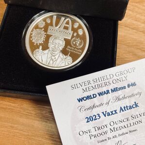2023年 1オンス ビルゲイツ/習近平 プルーフコイン Vaxx Attack