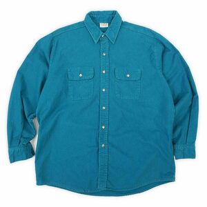 ファイブブラザー FIVE BROTHER 90s シャモアクロス ワークシャツ USA製 アメリカ製 ビンテージ 古着 (-1363) ブルー/青 XL-TALL