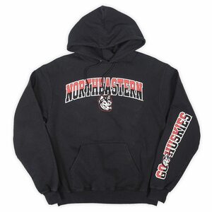 チャンピオン Champion 00's 2000年代 Y2K エコフリース パーカー スウェット 袖プリント BLACK USA 古着 (-1372) ブラック/黒 M