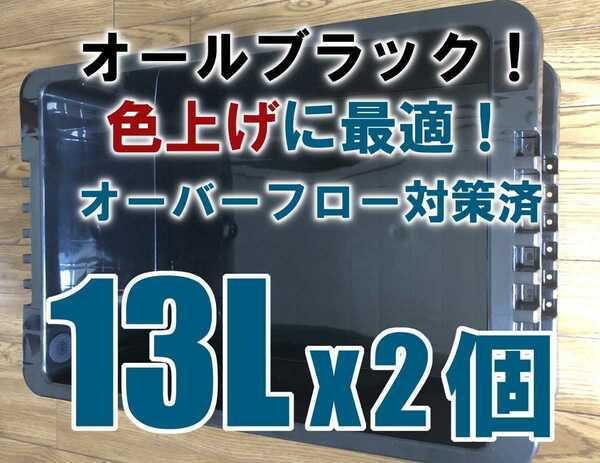 【台風も安心！】スマートバルブでオーバーフロー対策済み飼育容器NVボックス13L、2個(ブラック)