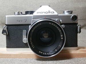 minolta SR-7 W.ROKKOR-QE 1:4 f=35mm レンズ付き　希少レンズ　動作確認済み