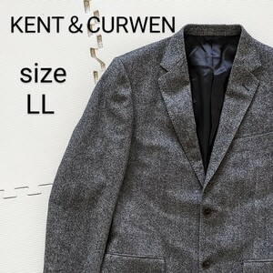 KENT＆CURWEN　ケント＆カーウェン　ビジネススーツ　ジャケット　LL　ウール混　ダークグレー　紳士　フォーマル　出来る男の勝負服　