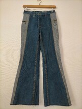 状態良好 70s ビンテージ Lee GEMINI REVERSIBLE JEAN リー リバーシブル バタフライTALONジッパー ベルボトム デニムパンツ W29程度_画像1