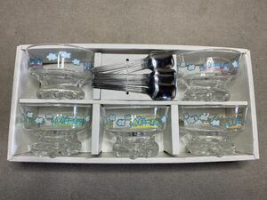昭和レトロ アイスクリームセット デザート皿 ガラス食器 レトログラス ビンテージ 長期間保管品