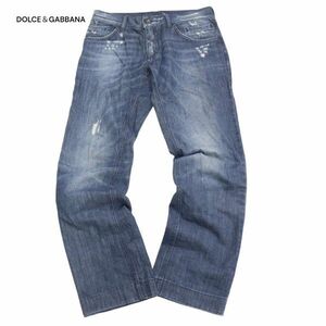 DOLCE＆GABBANA ドルチェ＆ガッバーナ 14 CLASSIC★ダメージ加工 プレート デニム パンツ ジーンズ Sz.48　メンズ　I4B00227_2#R