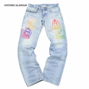 HYSTERIC GLAMOUR ヒステリックグラマー OSP加工 COLLAGE★ ガール プリント スタッズ デニム パンツ ジーンズ Sz.28 メンズ　I4B00228_2#R