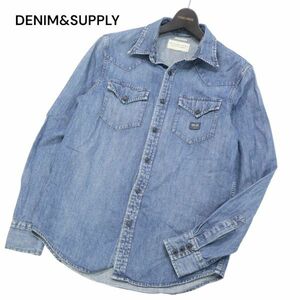 DENIM&SUPPLY ラルフローレン 通年 USED加工★ 長袖 ウエスタン デニム シャツ Sz.S/170/92A　メンズ　I4T00290_2#C