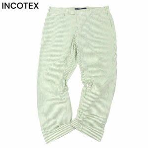 INCOTEX インコテックス 1WT13T 通年 ストライプ★ コットン スラックス パンツ Sz.48　メンズ　I4B00271_2#R