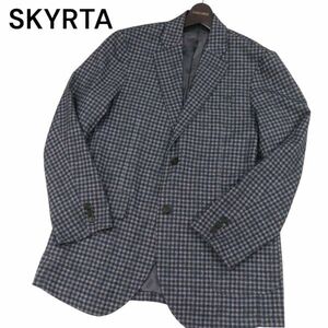 SKYRTA スキルタ 英国 MOON × KOMATSU生地★ 通年 チェック テーラード ジャケット ブレザー Sz.LL　メンズ 大きいサイズ　I4T00374_2#O