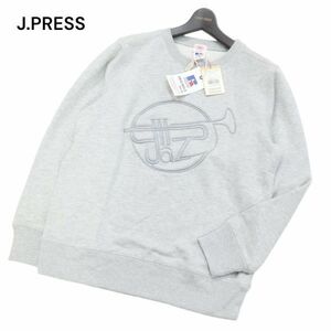 【新品 未使用】 J.PRESS × RUSSELL ATHLETIC ジェイプレス 刺繍★ 通年 スウェット トレーナー Sz.LL　メンズ グレー　I4T00298_2#F