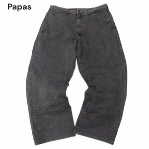 Papas パパス 通年 ゆったり★ ワイド デニム スラックス パンツ ジーンズ Sz.L　メンズ 日本製　I4B00244_2#R