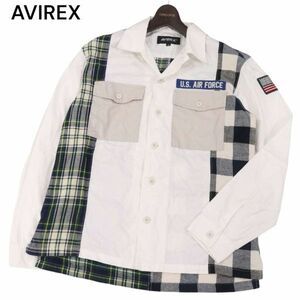 AVIREX アヴィレックス 6105101 通年 クレイジー切替★ 長袖 カスタム チェック ユーティリティー シャツ Sz.M　メンズ　I4T00350_2#C