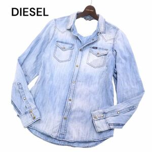 DIESEL ディーゼル 【NEW-SONORA】通年 ヴィンテージ&リペア加工★ 長袖 ウエスタン デニム シャツ Sz.L　メンズ　I4T00327_2#C