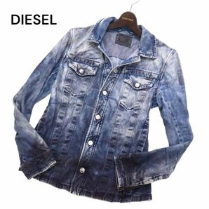 DIESEL ディーゼル 【FOCHE-D 0828L】 顔料染め★ ヴィンテージ加工 サイドジップ デニム ジャケット Gジャン Sz.S メンズ I4T00322_2#Oの画像1