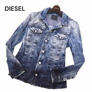 DIESEL ディーゼル 【FOCHE-D 0828L】 顔料染め★ ヴィンテージ加工 サイドジップ デニム ジャケット Gジャン Sz.S　メンズ　I4T00322_2#O