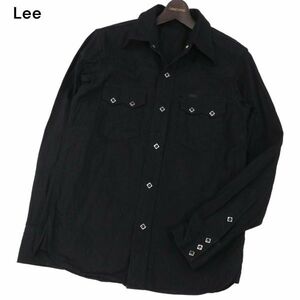 Lee RIDERS リー ライダース LS0455 通年 スナップボタン★ 長袖 ウエスタン デニム シャツ Sz.M　メンズ 黒　I4T00313_2#C