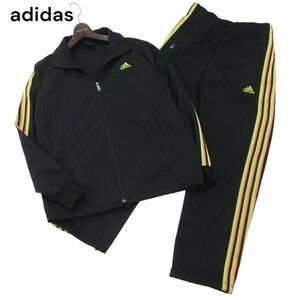 adidas アディダス 通年 レインボーライン★ ジャージ トラック ジャケット & パンツ 上下セットアップ Sz.S　メンズ 黒　I4T00312_2#O