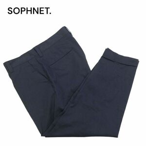 22SS★ SOPHNET. ソフネット 春夏 【TURN UP WIDE TAPERED PANTS】リネン混 ワイド テーパード パンツ Sz.M　メンズ 紺　I4B00400_2#P