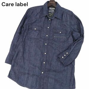 Care label ケアレーベル 通年 7 1/4oz. 長袖~8分袖 ウエスタン デニム シャツ Sz.L　メンズ　I4T00540_2#C