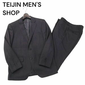 TEIJIN MEN'S SHOP テイジン メンズショップ 通年 総裏★ ストライプ セットアップ スーツ Sz.46L(85)　メンズ グレー　I4T00533_2#O