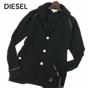 DIESEL ディーゼル 通年 ショールカラー★ ワッフル サーマル カーディガン ジャケット Sz.S　メンズ 黒　I4T00499_2#F